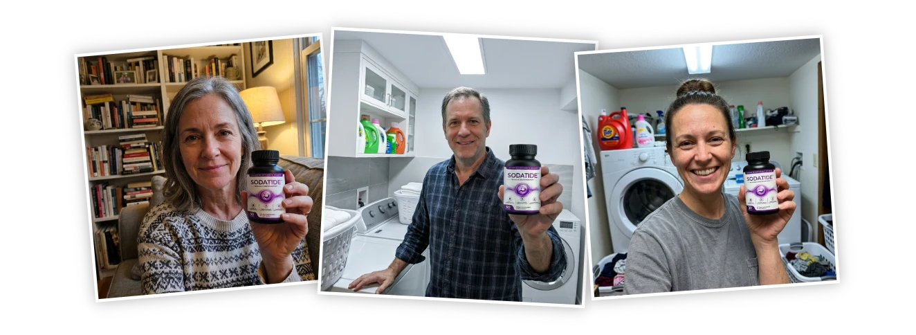 Sodatide customers holding their bottles at home